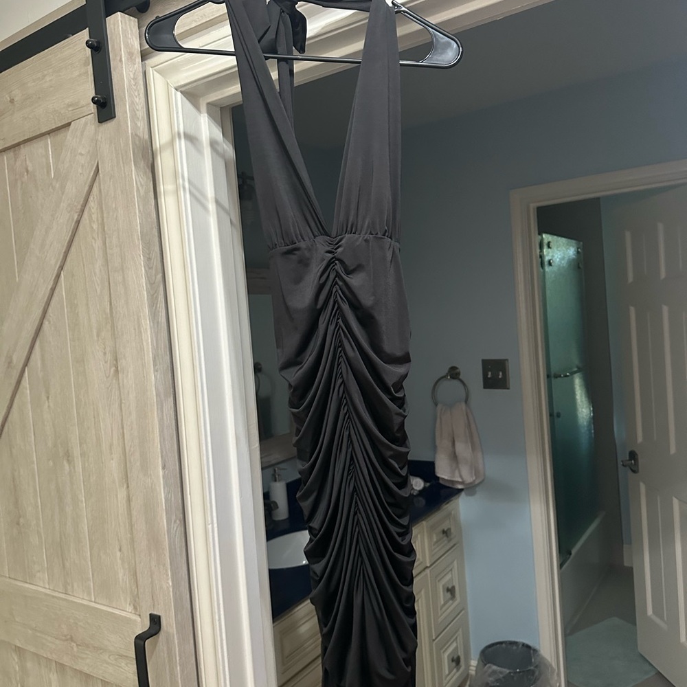 Elegant Black Ruched Dress